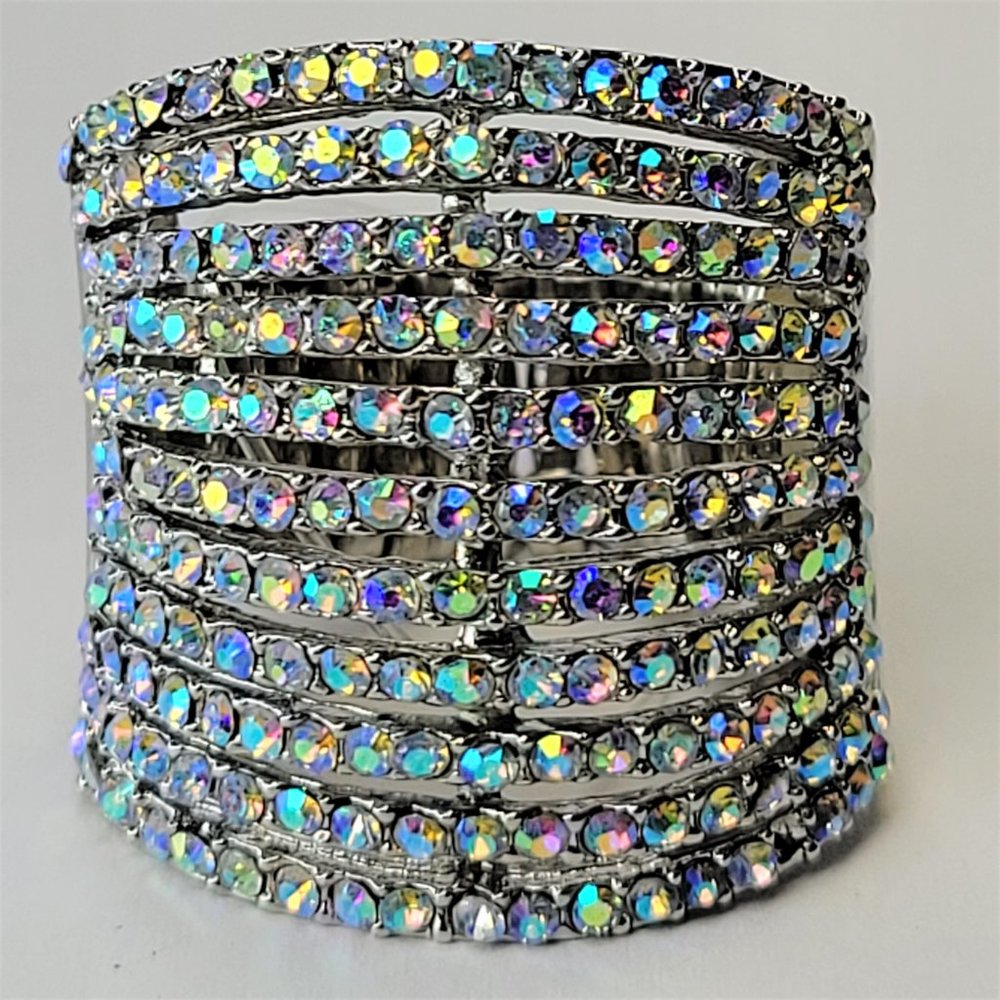 Glitter Bling Statement Ring Crystal Stretch Band… - image 3